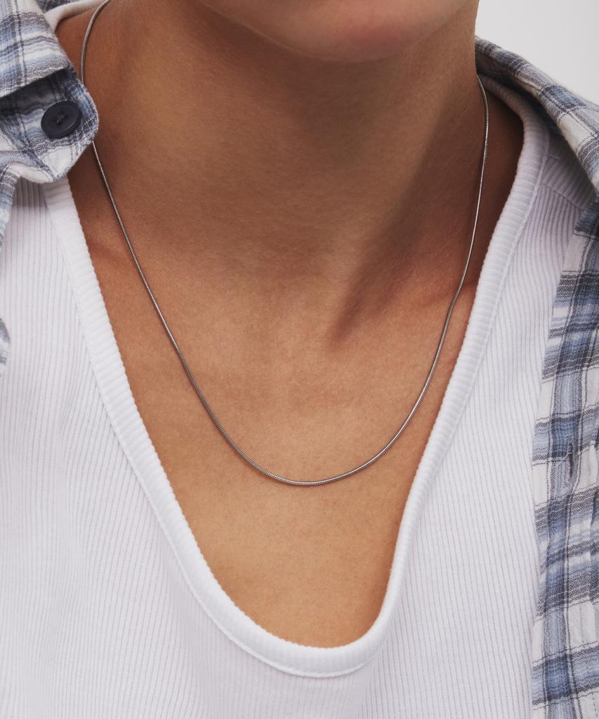 Maz Steel Round Snake Chain Necklace