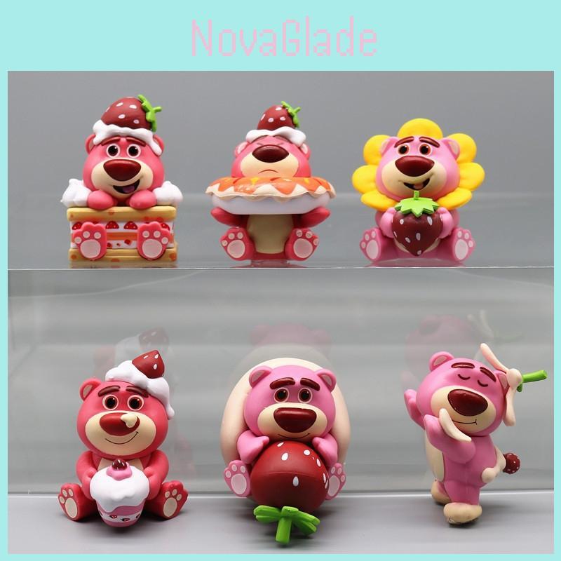 Strawberry Bear Collectible Action Figure Set Cute Pink Toy For Car Decoration
