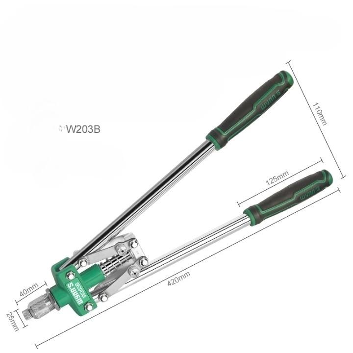 Manual Rivet Gun Set with 16 Sizes of Rivet Heads, Heavy-duty One-handed Rivet Gun Tool for Metal, Plastic and Leather