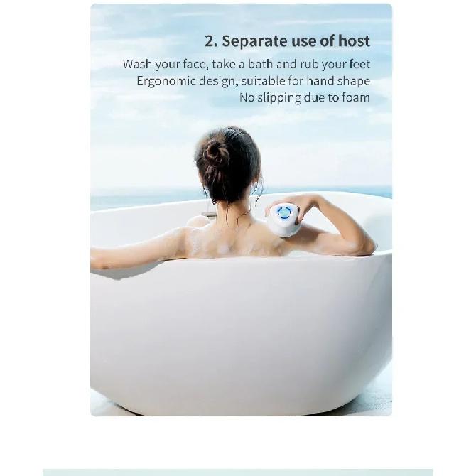 Auto Rotating Electric Waterproof Massage Shower Brush Multi-function Silicone Massage Bath Brush with 5 Large Brush Heads