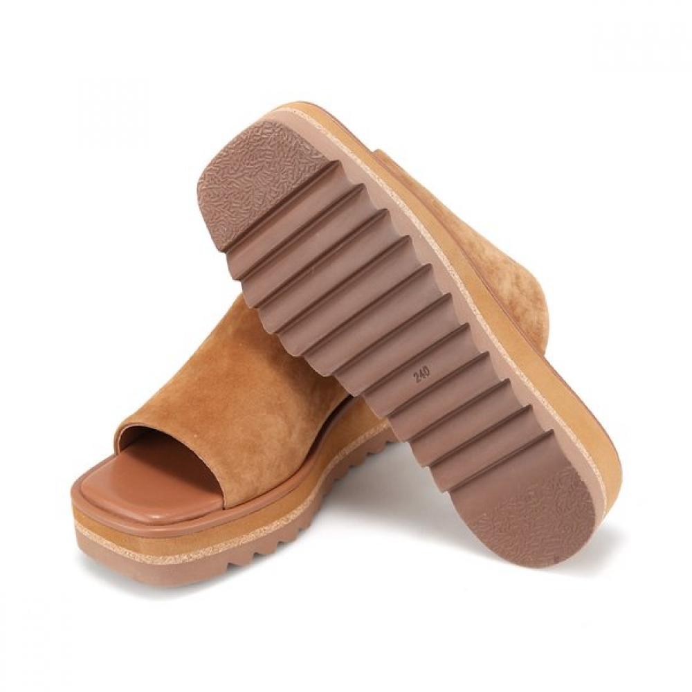 BARBARA Suede Wedge Mules 6cm Bbj391br