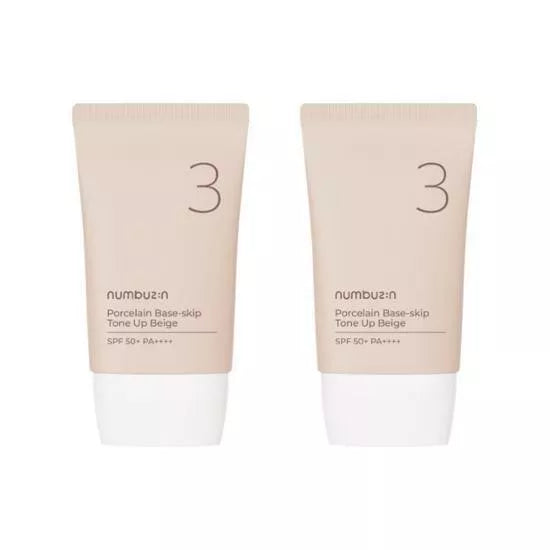 

NUMBUZIN No.3 Porcelain Base-skip Tone Up Beige SPF50+ PA++++ 35 мл Двойная упаковка