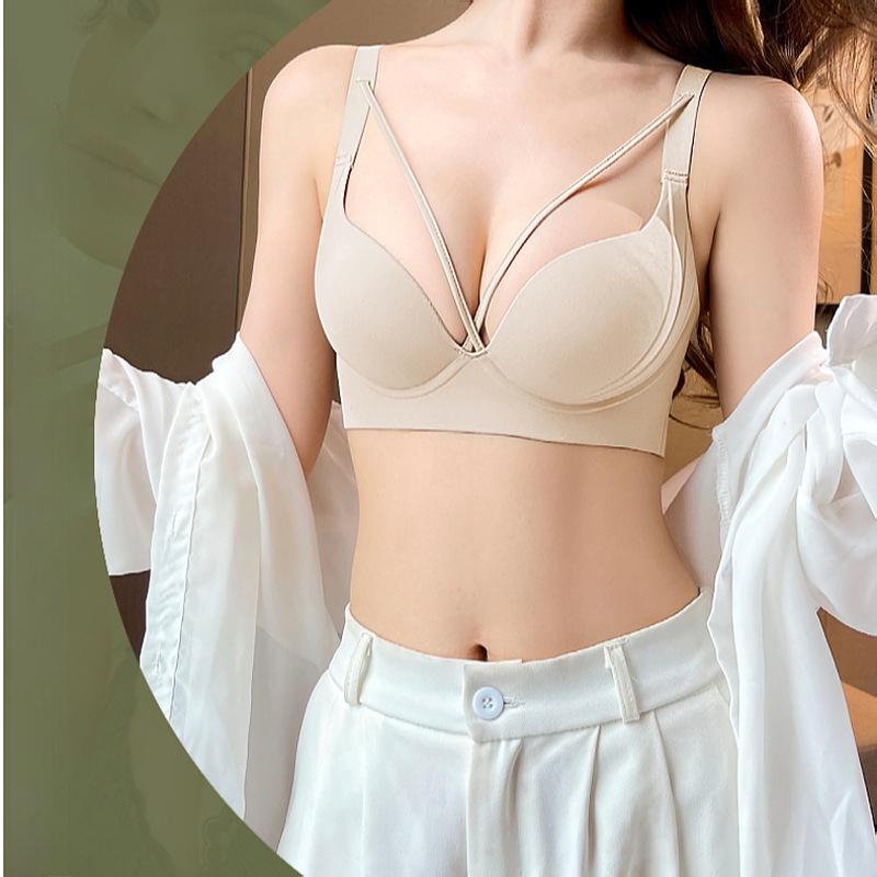 Lingerie Women's Thin Seamless Bra Adjustable Full-cup Soft Support Anti-sagging Bra Push Up Bra