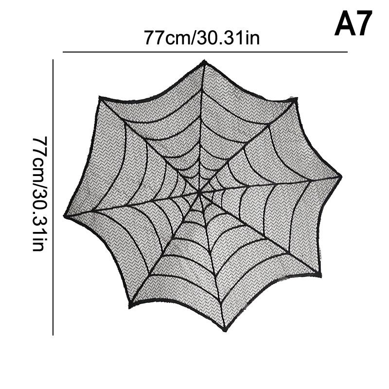 Spooky Halloween Table Runner Black Lace Spider Web Design Tablecloth Fireplace Scarf Haunted House Decor Party Decoration