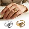 Wide Band Ring Women Finger Minimalist V-Shaped Geometric Shape Adjustable
