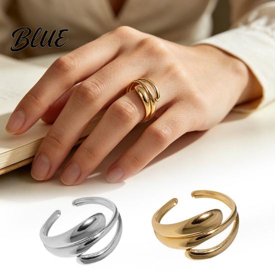 Wide Band Ring Women Finger Minimalist V-Shaped Geometric Shape Adjustable