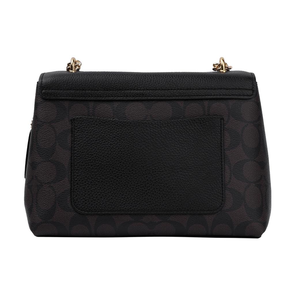 Coach Tammie 26 Classic Fashion Monogram Color Block Pebble Leather Shoulder Crossbody Bag Medium Women Bags Dark-Brown Black C6784-IMAA8