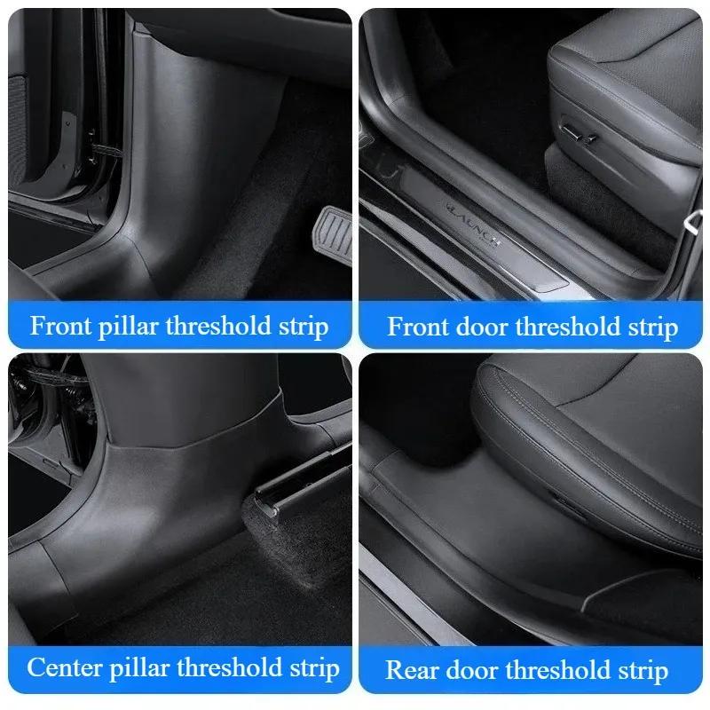 For Tesla Model Y Juniper 2025 Door Sill Strip Guard Car Decor Accessories Front Rear Door Threshold Anti-kick Pad Protector