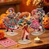 Cartoon Skull Decor Acrylic Skeleton Table Sign for Day of the Dead, 360 Degrees Rotation Sugar Decor, Dia De Los Muertos Ornament with Base