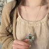 Collier Pendentif Croix Métal Rétro Unisexe Cœur de Lave Œil de Tigre Collier Personnalité Décontracté Fête Bijoux Cadeaux Port Quotidien