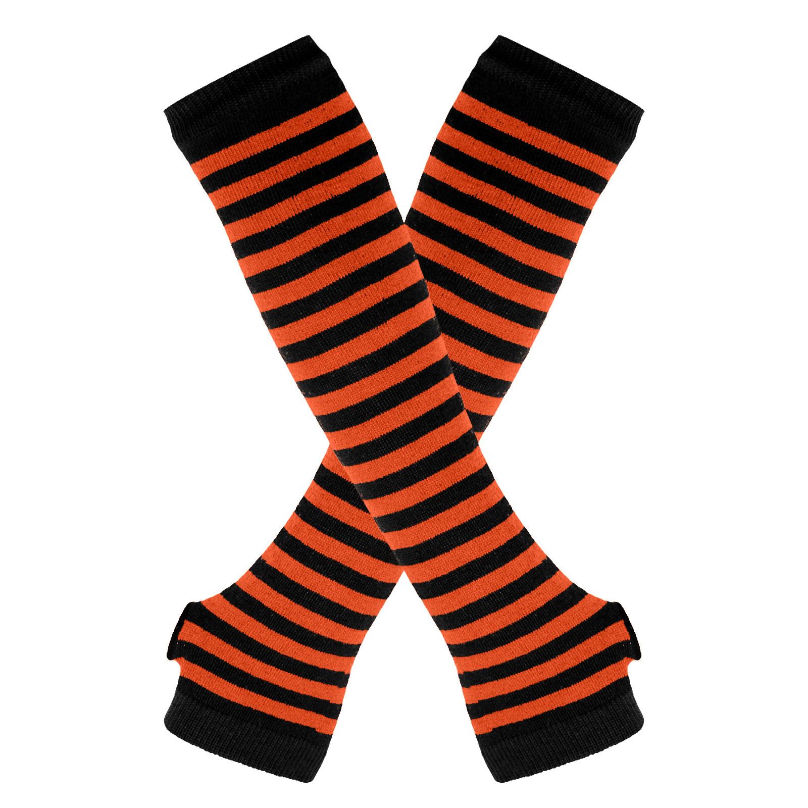 

Модные теплые длинные перчатки, нарукавники, в полоску, открытый хлопок, длинный чехол на запястье One Size оранжевый