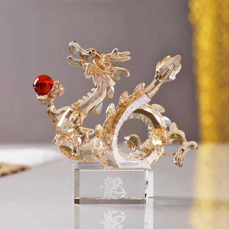 Crystal Flying Dragon Decoration Gift Box Christmas Gifts Living Room Office Desktop Home Decoration  Sculpture Handicrafts