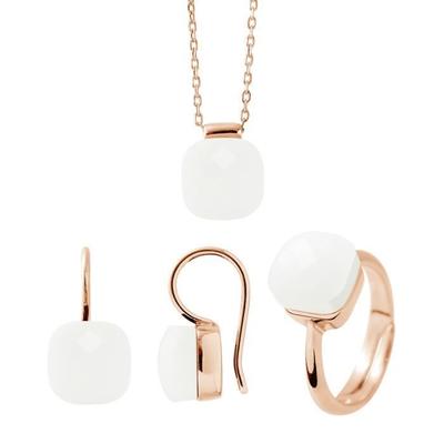 Set - LOVA LOLA VAN DER KEEN - LINEA MODA - White Crystal - 925 Sterling Silver - Rose Gold