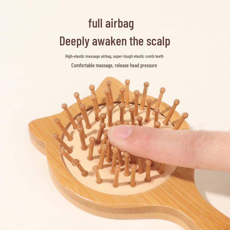 Nano Bamboo Mini Cat Scalp Massage Comb - Smooth, Fluffy, Anti-static Styling Tool