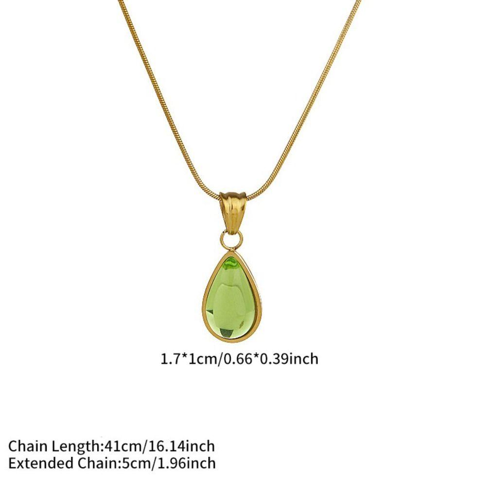 Gold Plated Droplet Necklace Clear Blue Ocean Necklace Water Drop Necklace Women Jewelry