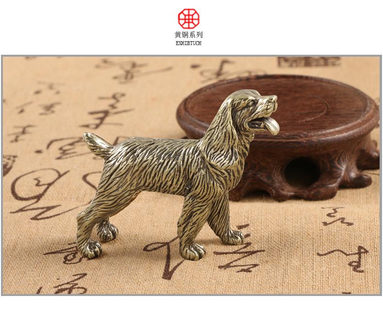 Figurki z mosiądzu Golden Retriever Uśmiechnięte Anioły Słodkie Duże Psy Dekoracja na Biurko Ręcznie Rzeźbione Wyraźne Wzory Ozdoby Kolekcjonerskie