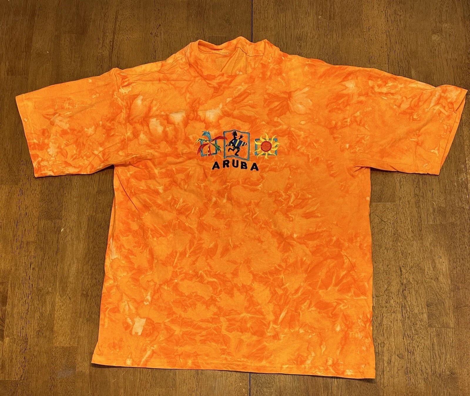 Vintage Aruba Tie Dye T Shirt XL Embroidered Rasta XL