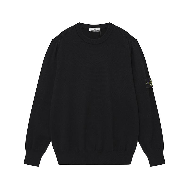 Stone Island Classic Cuff Badge Round Neck Wool Sweater