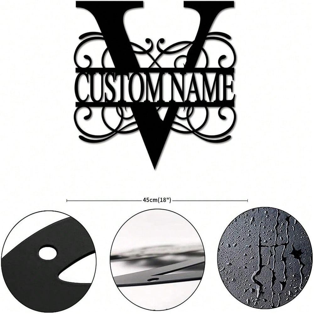 Personalized Metal Wall Art Custom Initials Family Name Light Beam Design Iron Steel Decor Home Porch Garden Gift Birthday