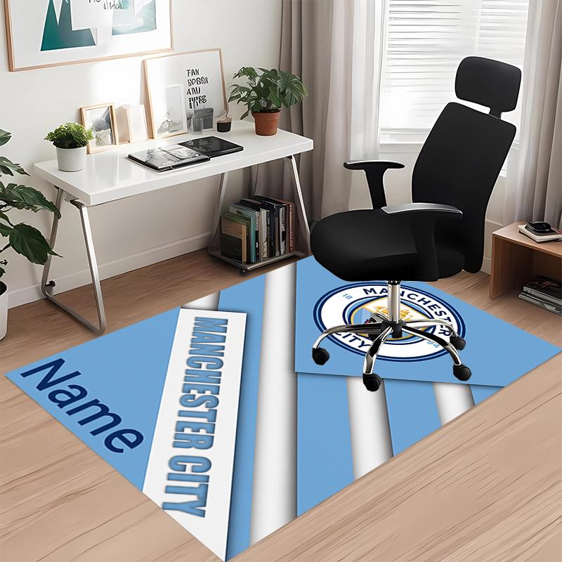 Custom Name Manchester City Printed Carpet Rug For Office Chair Living Room Bedroom Kitchen Room Decor Gifts