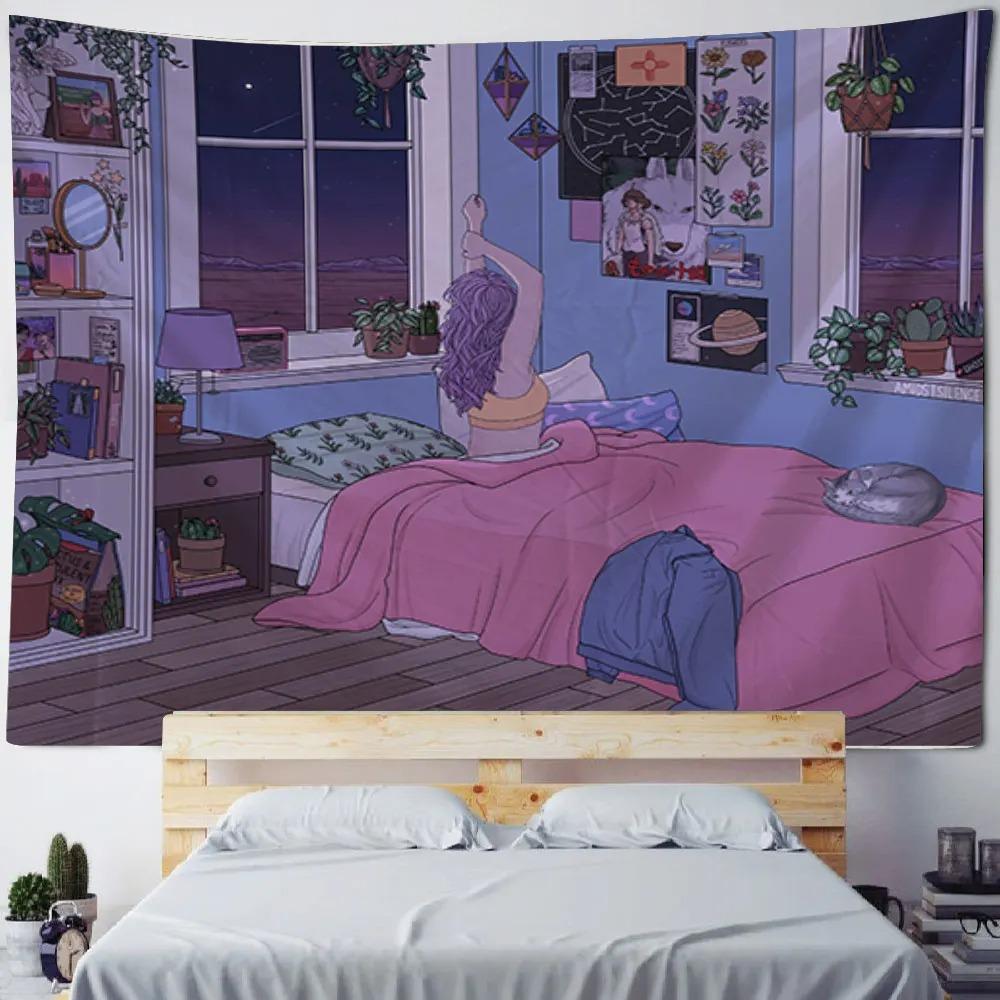 Home Wall Decoration Tapestry Anime Cute Girl Background Office Living Room Tapestry