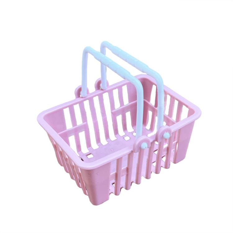 Kids' Pretend Play Mini Shopping Basket for Fruits & Vegetables - Double Handle Storage Toy