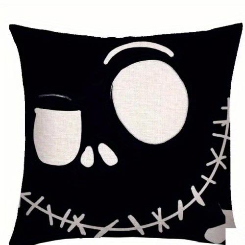 Home Decor Halloween-themed Skull & Ghost Pillow Covers Pattern Cushion Cover Suitable for Sofa Bedroom Car Pillow Cover
