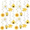 Ouligay 20 Pcs Bee Party Decorations Hanging, Bumble Bee Decor Foil Ceiling Streamers for Kids Birthday Baby Shower Gender Reveal Bumblebee Themed