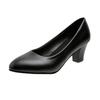 4/5/6cm Thick-heeled Pointed-toe Professional Women's Shoes, Work Shoes, Women's Single Shoes, Black Low-heeled Leather Shoes, Women