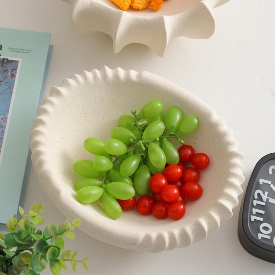 Ceramic Shell Fruit Bowl Textured snack bowl Afternoon tea serving Coffee table centerpiece bowl Decorative storage container