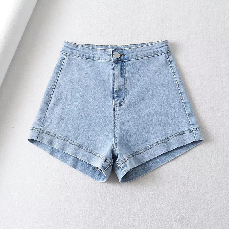 Fashion Style 2023 Summer New Fashion Trendy Women's One Button High Waist Slim Looking All-Matching Sheath Denim Shorts