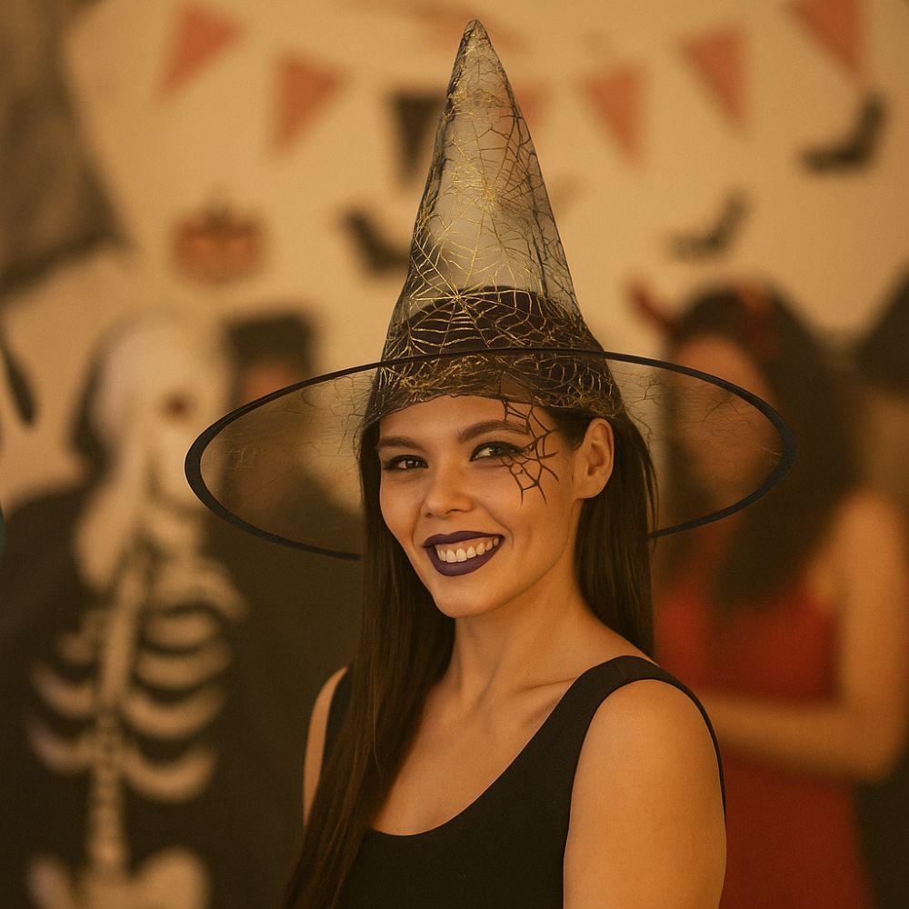 Breathable Halloween Witch Hat Sequin Halloween Headwear Funny Spider Witch Hat  Unisex Accessories