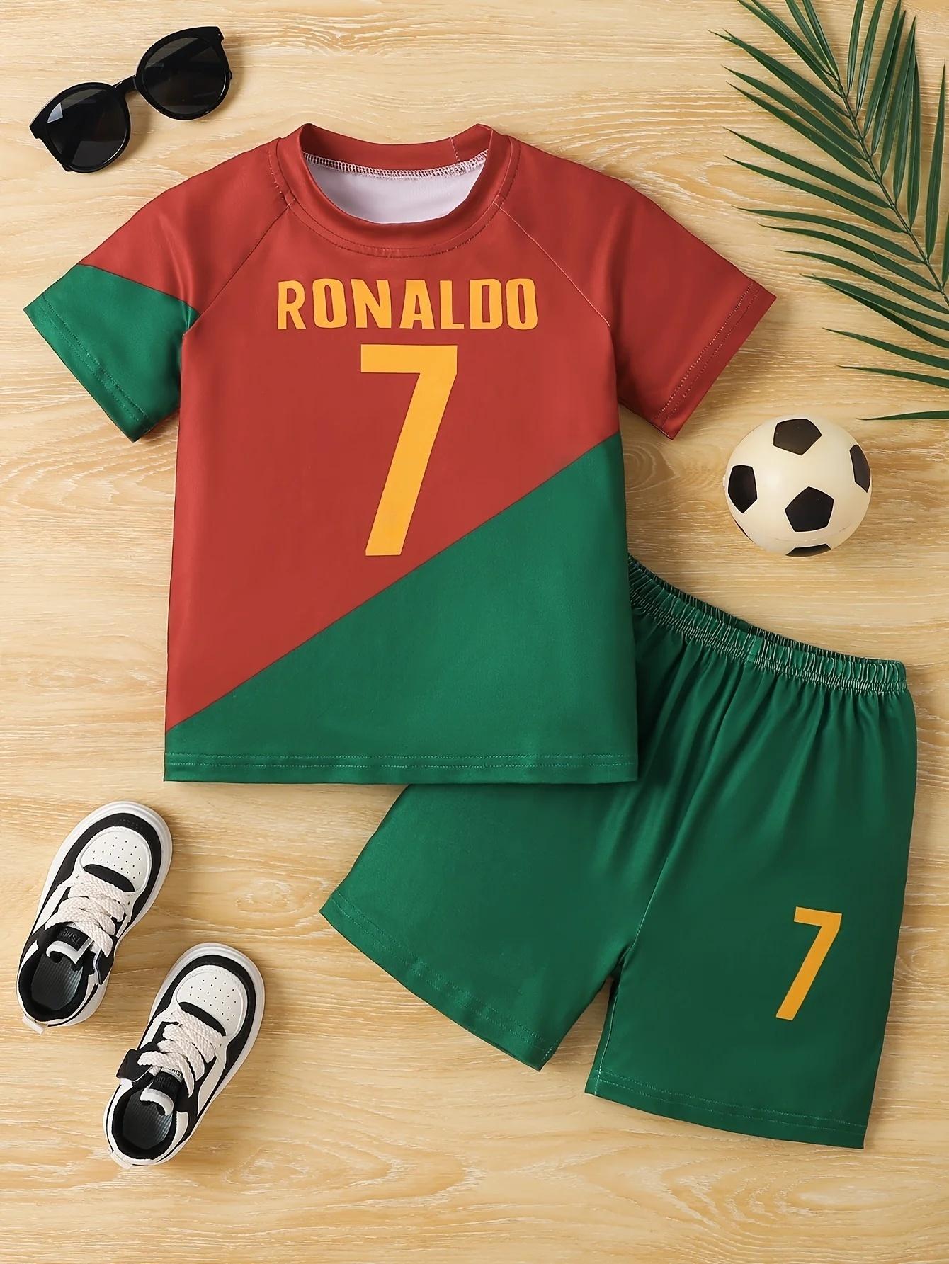 

AI Special Edition Jersey # 7 Cristiano Ronaldo Printed T-shirt Outdoor Fitness Summer Men Children Short Sleeve Shorts Set 110