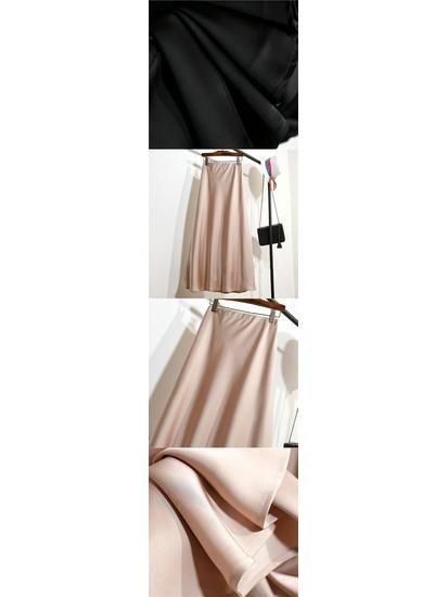 High-Waisted Slimming Satin Bodycon Mermaid Midi Skirt 2025 Spring/Summer Collection