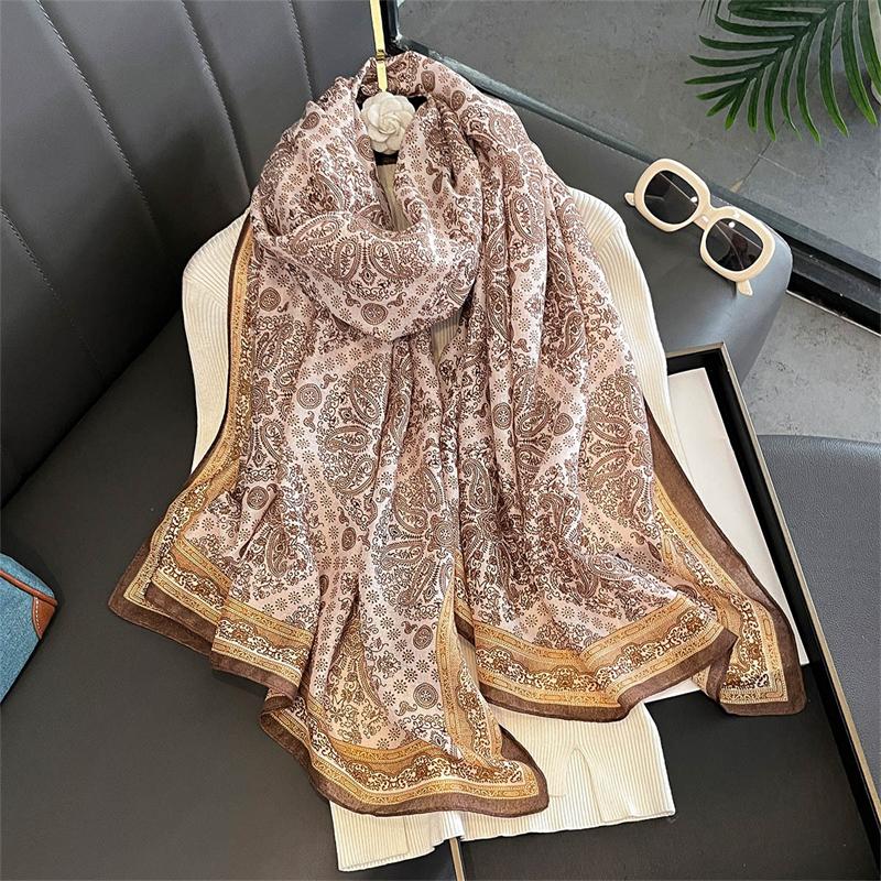 New Spring Women Cotton Scarf Beach Hijab Shawls and Wraps  Luxury Brand Flower Female Foulard Echarpe Designer Bandana