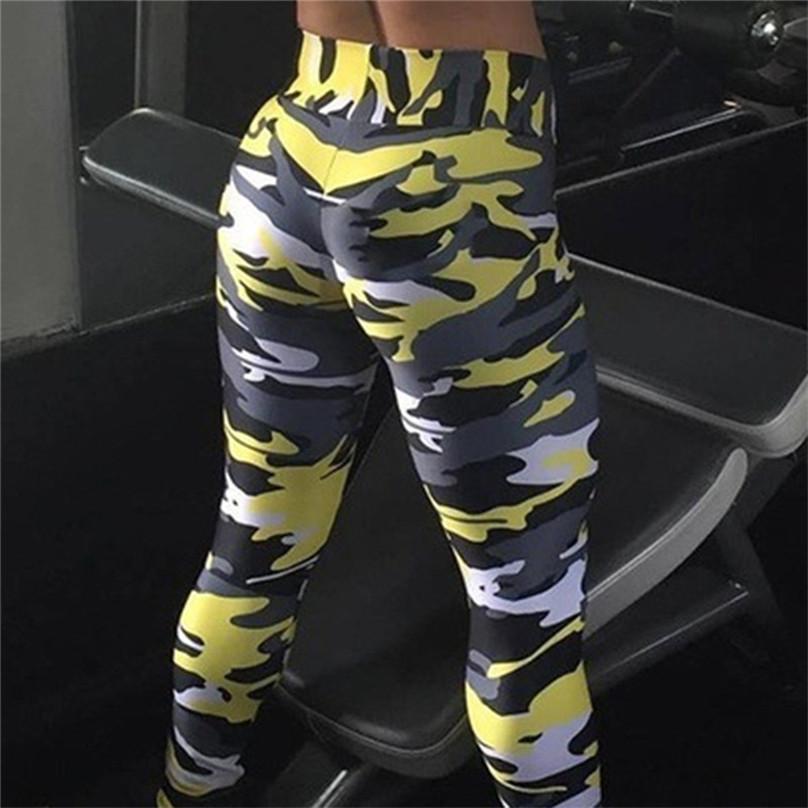 Fashion Summer Casual Women's Camouflage Pattern Fitness High Waist Stretch Tight Shaping Hips Sports Pants