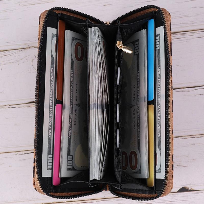 Minimalist Retro Wallet With Leopard Print, Multifunctional And Multi Card Holder, Fashionable Hand-held Bag