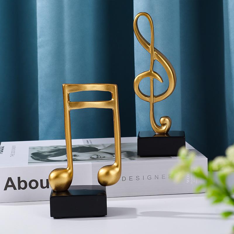 3-Piece Set of Musical Note Sculptures, Resin Figurines Decoration, Home Decorative Ornaments for Bedroom, Study, and Office