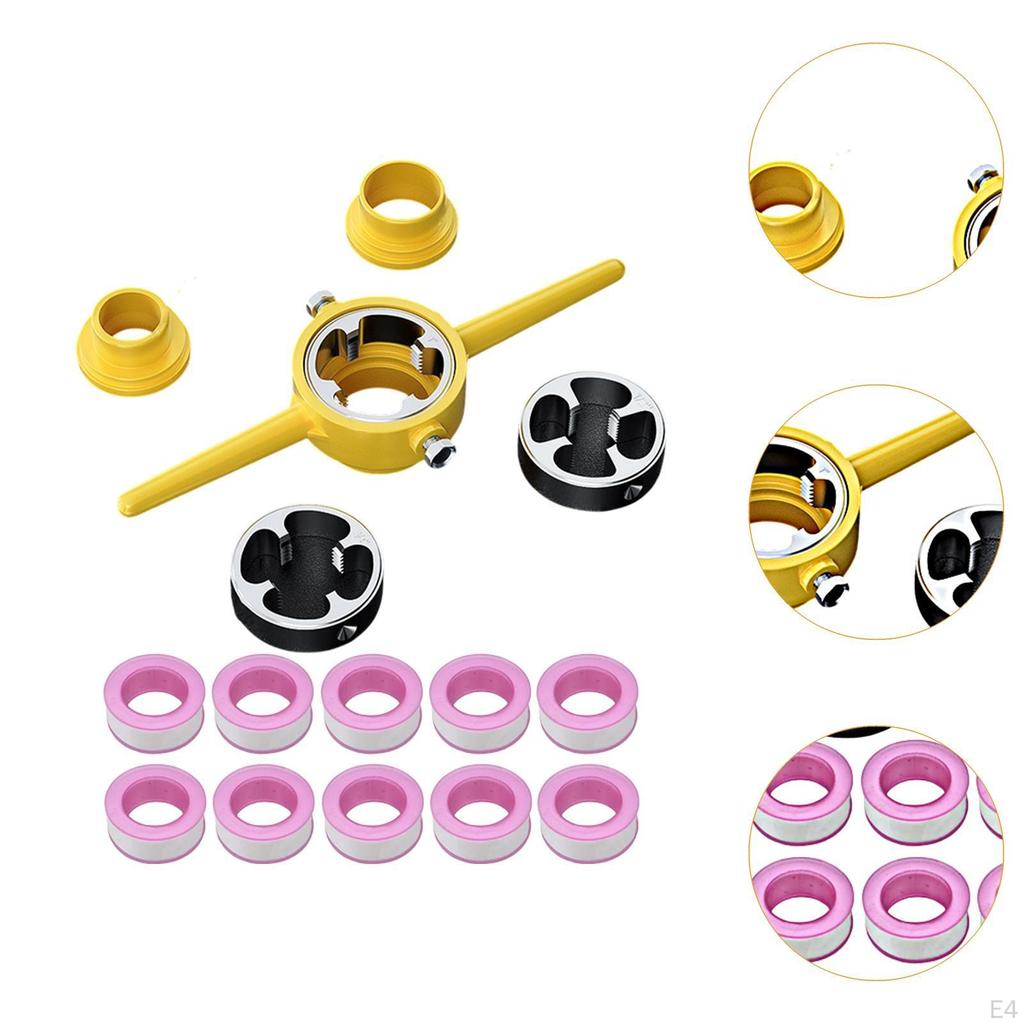 6 Piece Manual Threading Tool Set for PVC Pipes with Various Die Sizes