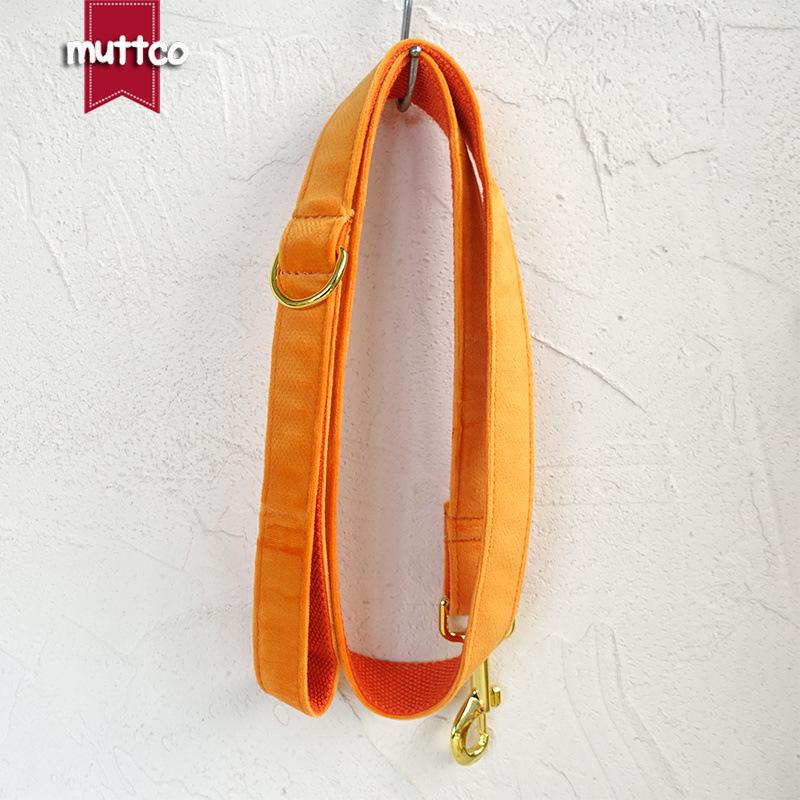 MUTTCO UDC-147B Bite-Resistant Dog Leash & Collar, Orange Thick Fleece, Comfortable Engravable Zinc Alloy Buckle Large