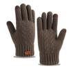 Touch Screen Knitted Gloves Autumn and Winter Men's Cycling Driving Piled Thickened Student Cold-proof Warm Gloves