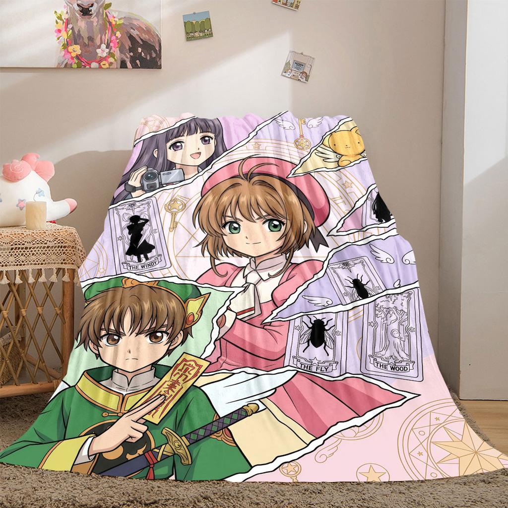 Cardcaptor Sakura Awesome Print Flannel Blanket, Cartoon Characters for Bed, Cozy Home Decor for Sofa, Travel Throw_LIAN