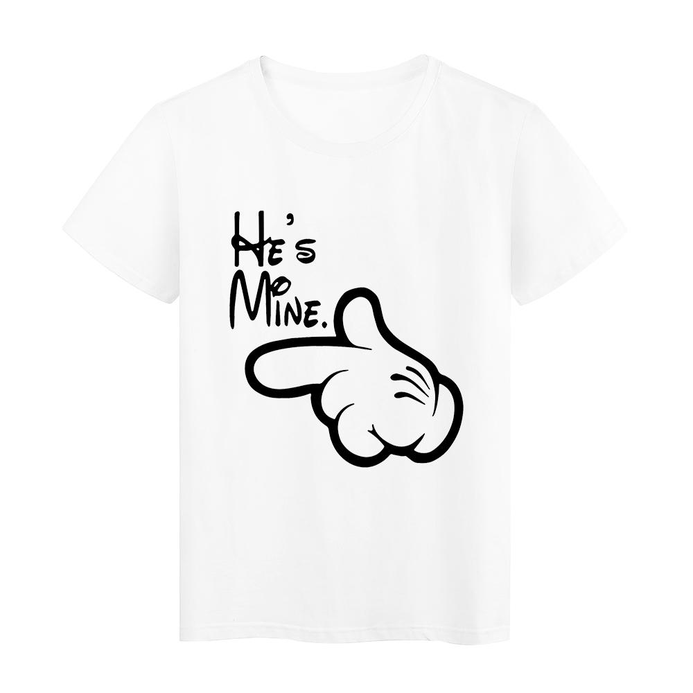 He S Mine Letter Printed Couple T Shirt Ulzzang Fashion Streetwear Tshirt Femme Gothic Tops L