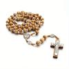 Hand-woven Exorcism Rosary Wood Beads Alloy Benedict Retro Prayer Cross Rosary Car Decor