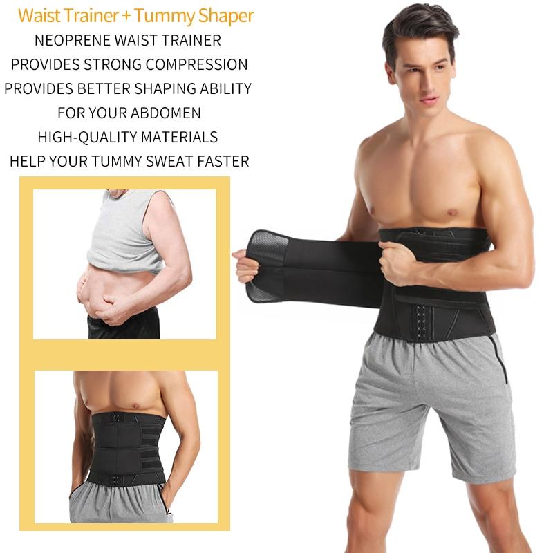Mens Neoprene Waist Trainer Adjustable Strap Belly Slimming Belt Sauna Sweat Band Active Waist Trimmer