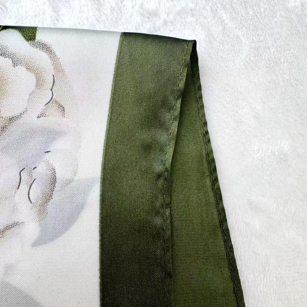 Satin imitation silk flower pattern spring and summer 91x181 extended thin printing silk scarf camellia printing