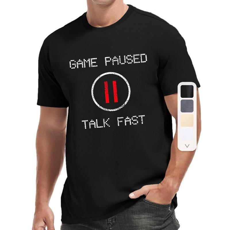 

CAME PAUSED TALK FAST Men s Short Sleeve T-Shirts Summer Sports Casual Tops 4XL чорний