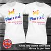 Gerade Verheiratet Personalisierte T-Shirts Lesbische Paare, Hochzeit, Flitterwochen, Passend