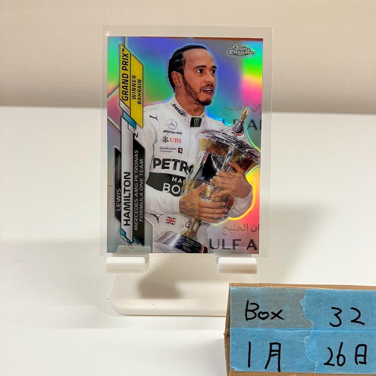 Used 2020 Topps Chrome Formula 1 Lewis Hamilton Mercedes-AMG Petronas Formula One Team Refractor Bahrain Grand Prix Winner