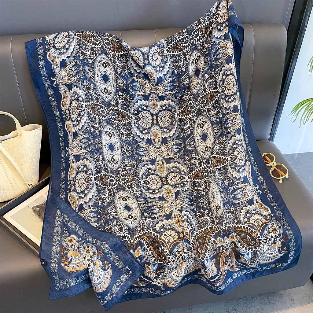 Women Cotton Linen Rose Print Scarf Shawl Hijab Muslim Long Headscarf Scarves Head Wraps Long Female Head Scarf